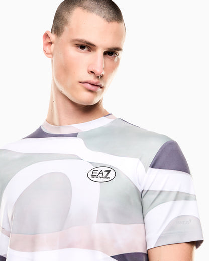 EA7 Tennis Pro print T-shirt in VENTUS7 technical fabric