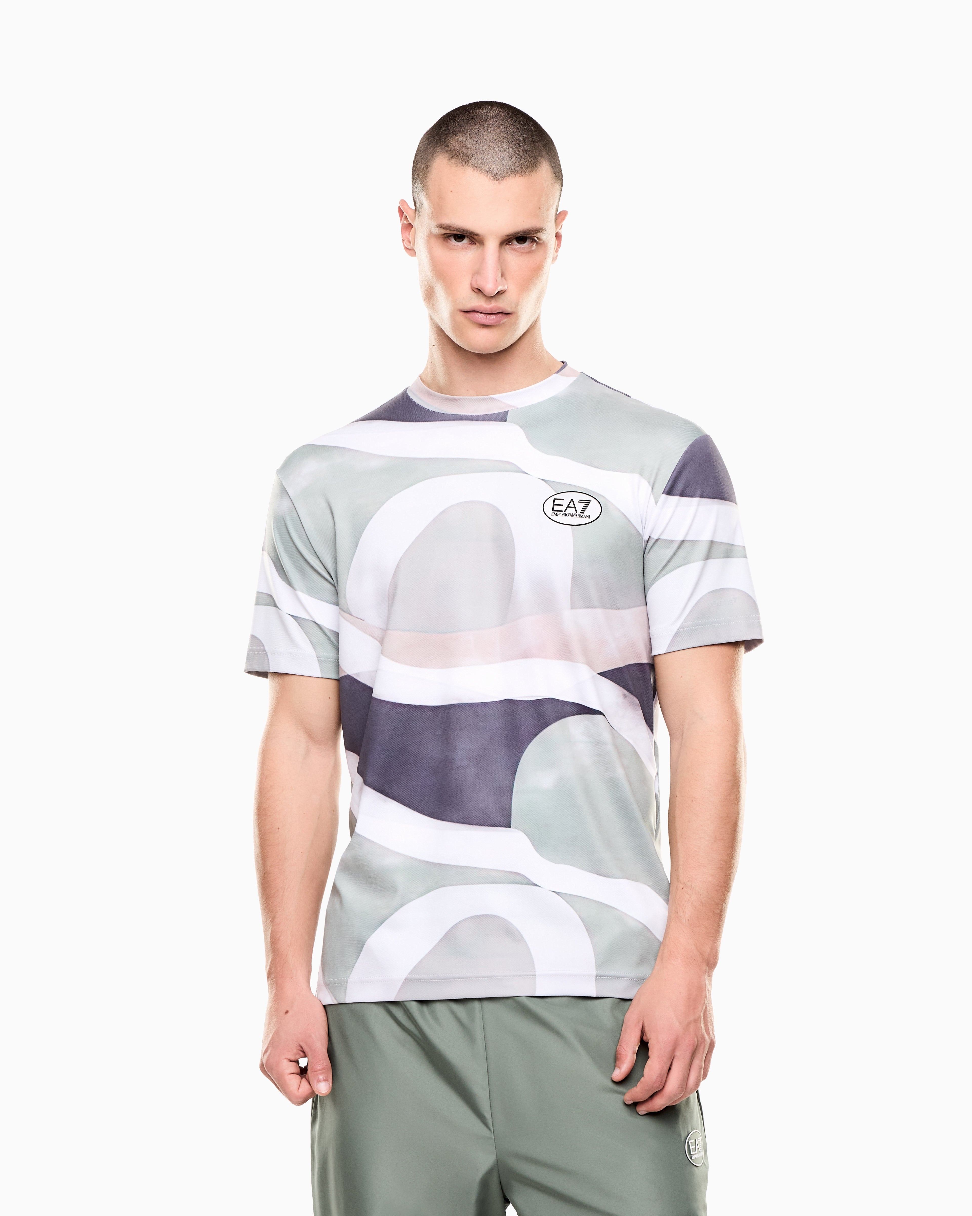 EA7 Tennis Pro print T-shirt in VENTUS7 technical fabric