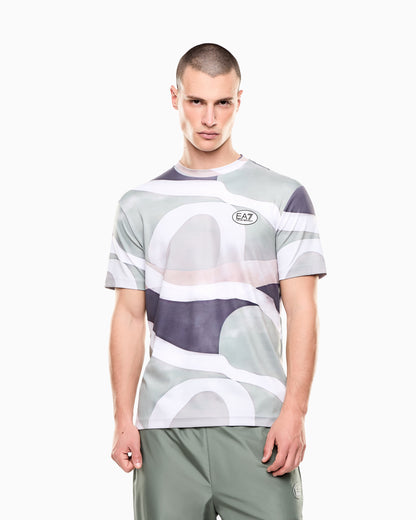 EA7 Tennis Pro print T-shirt in VENTUS7 technical fabric