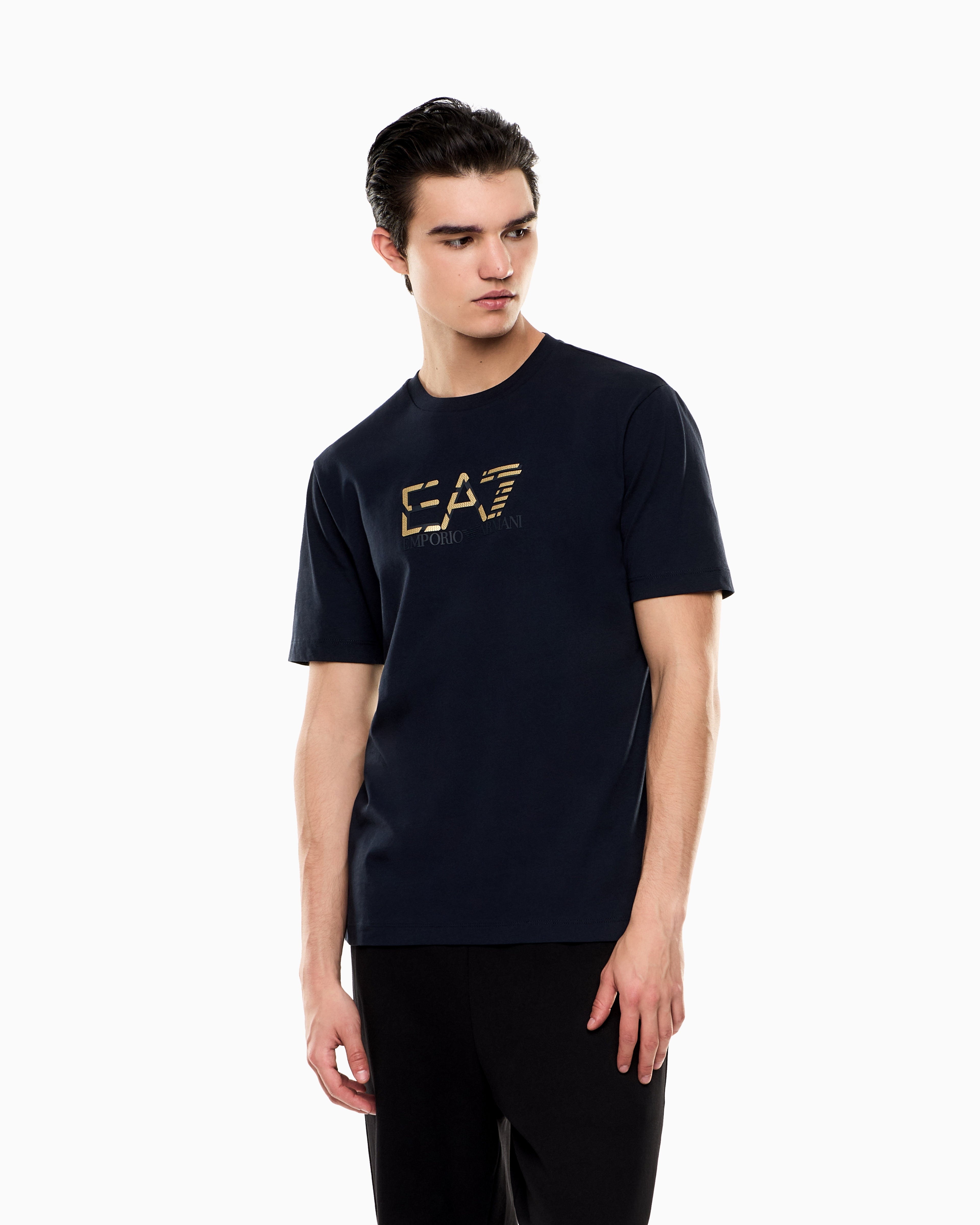 EA7 Premium Label cotton jersey crew-neck T-shirt