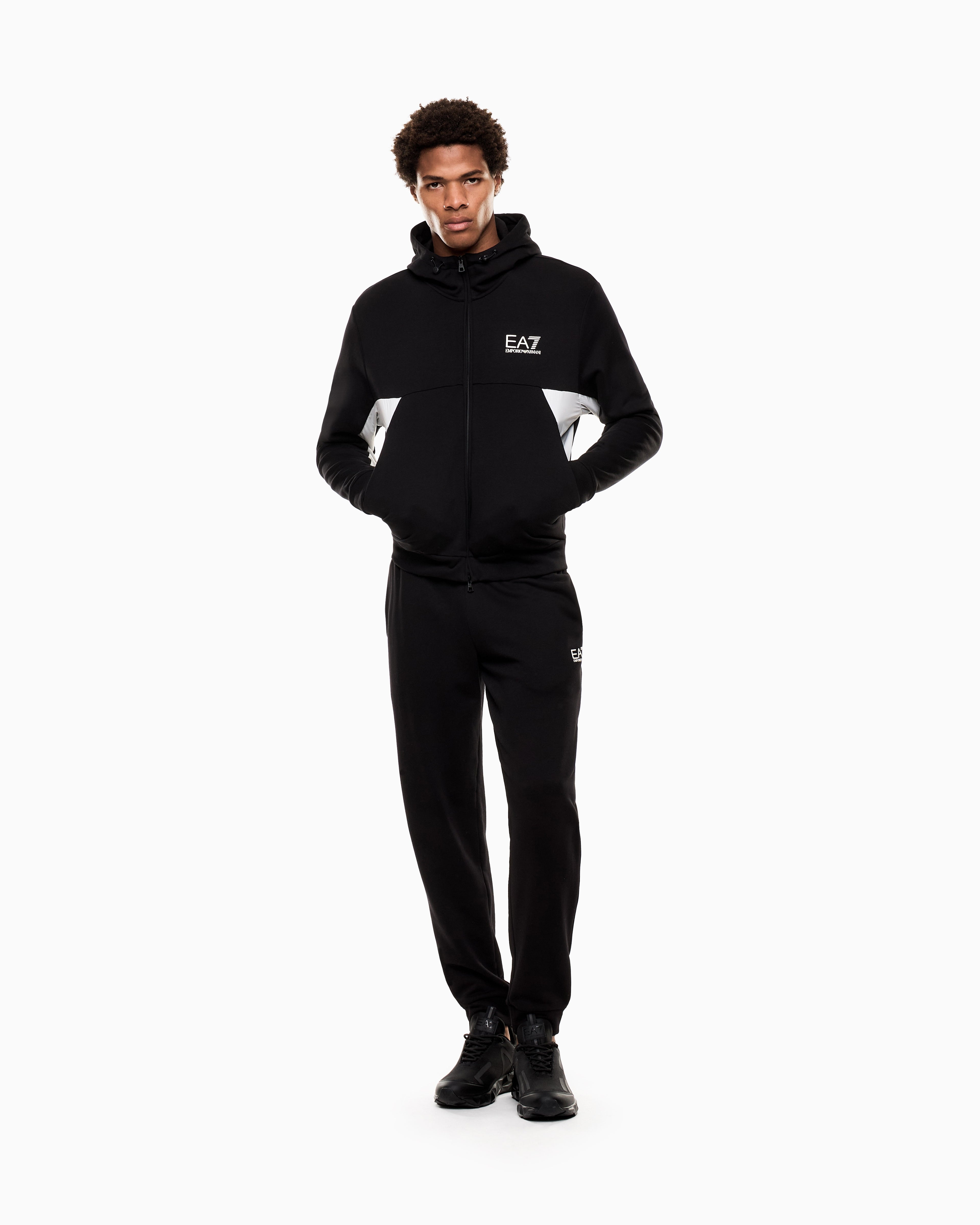 EA7 Summer Block pure cotton tracksuit with hood