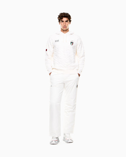 EA7 Hooded sweatshirt with all-over embossed “ITALIA TEAM” print