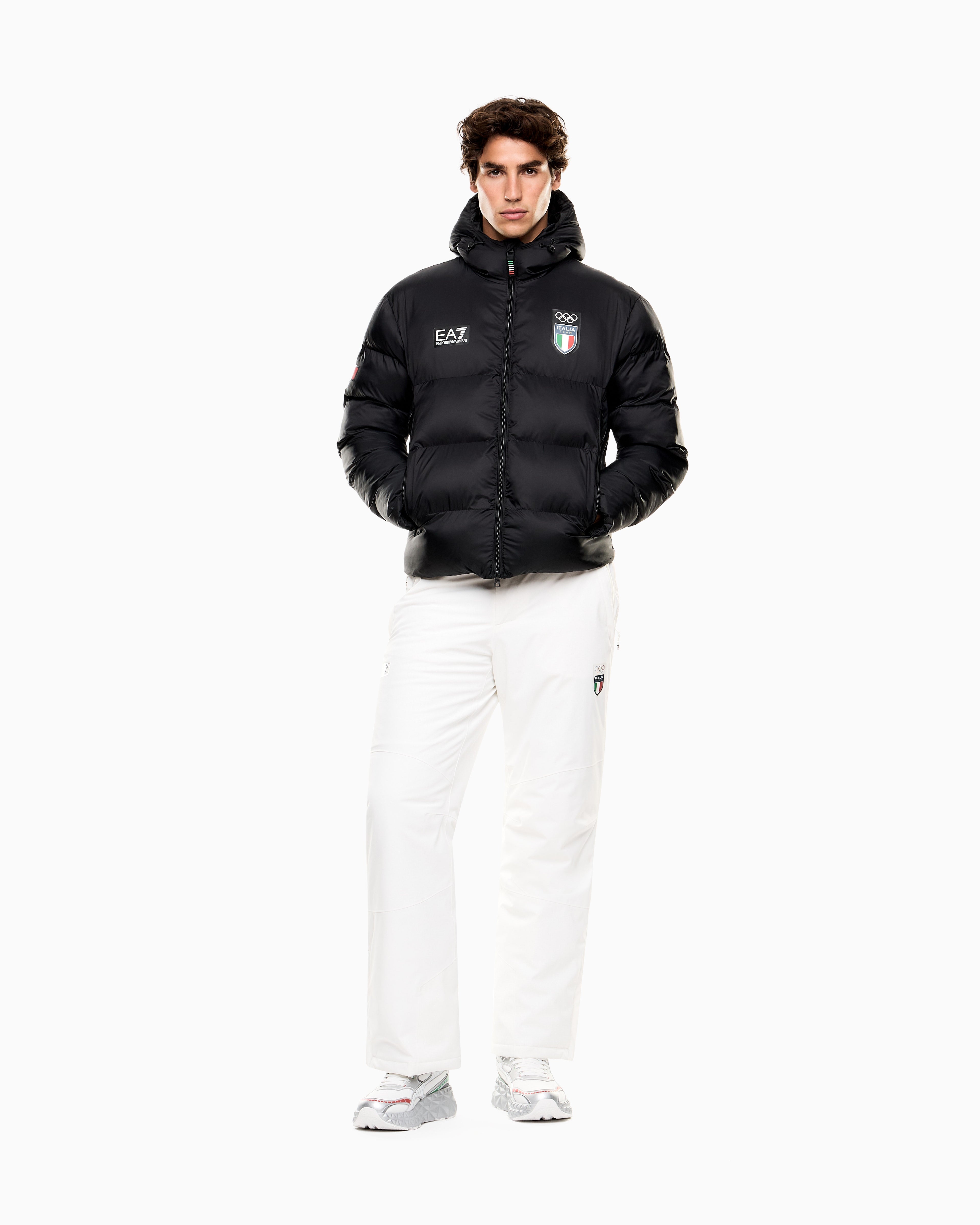 EA7 padded down jacket in ripstop fabric