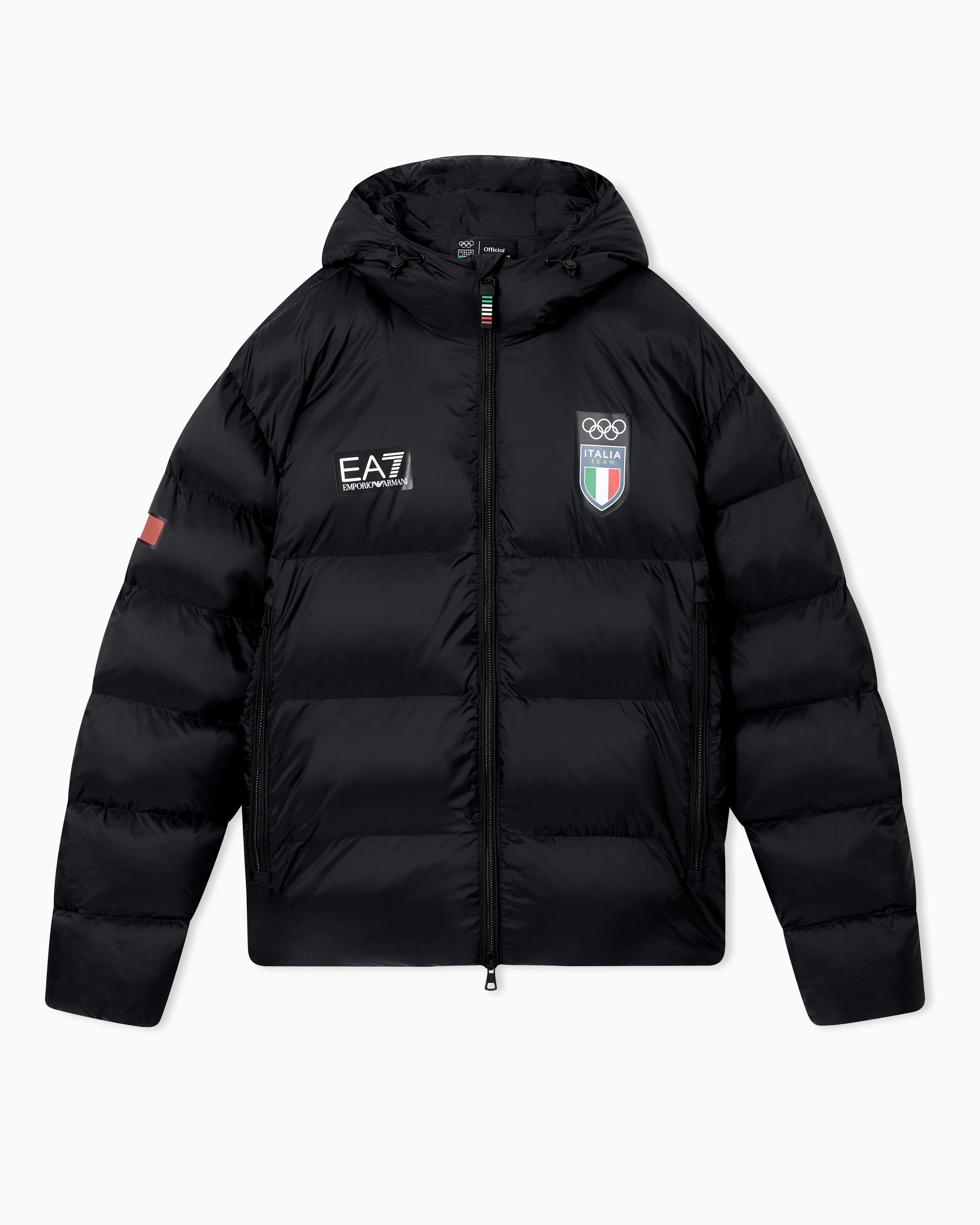 EA7 Padded top in ripstop with hood and Italia print Olympics