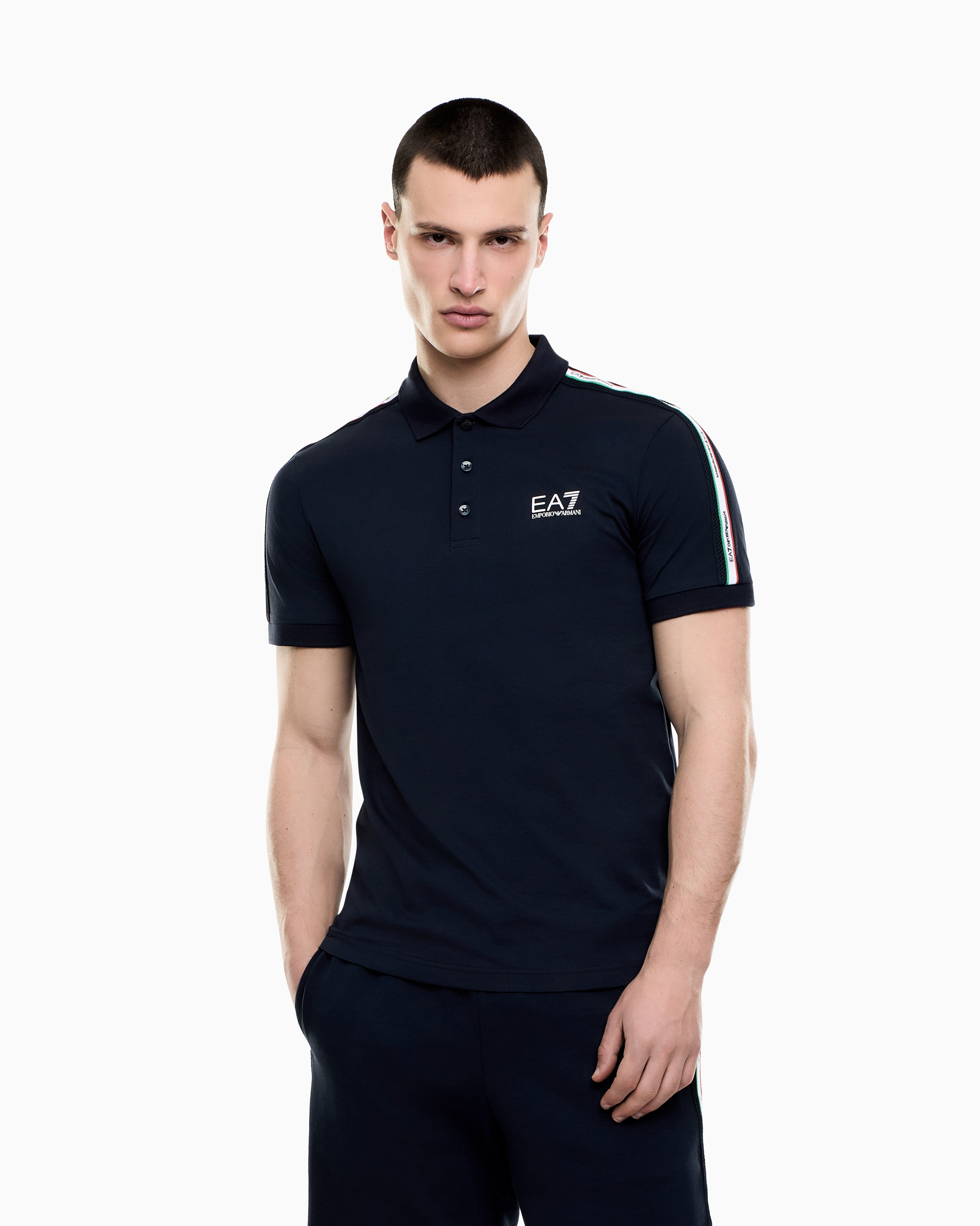 EA7 Italian Spirit cotton-jersey polo shirt