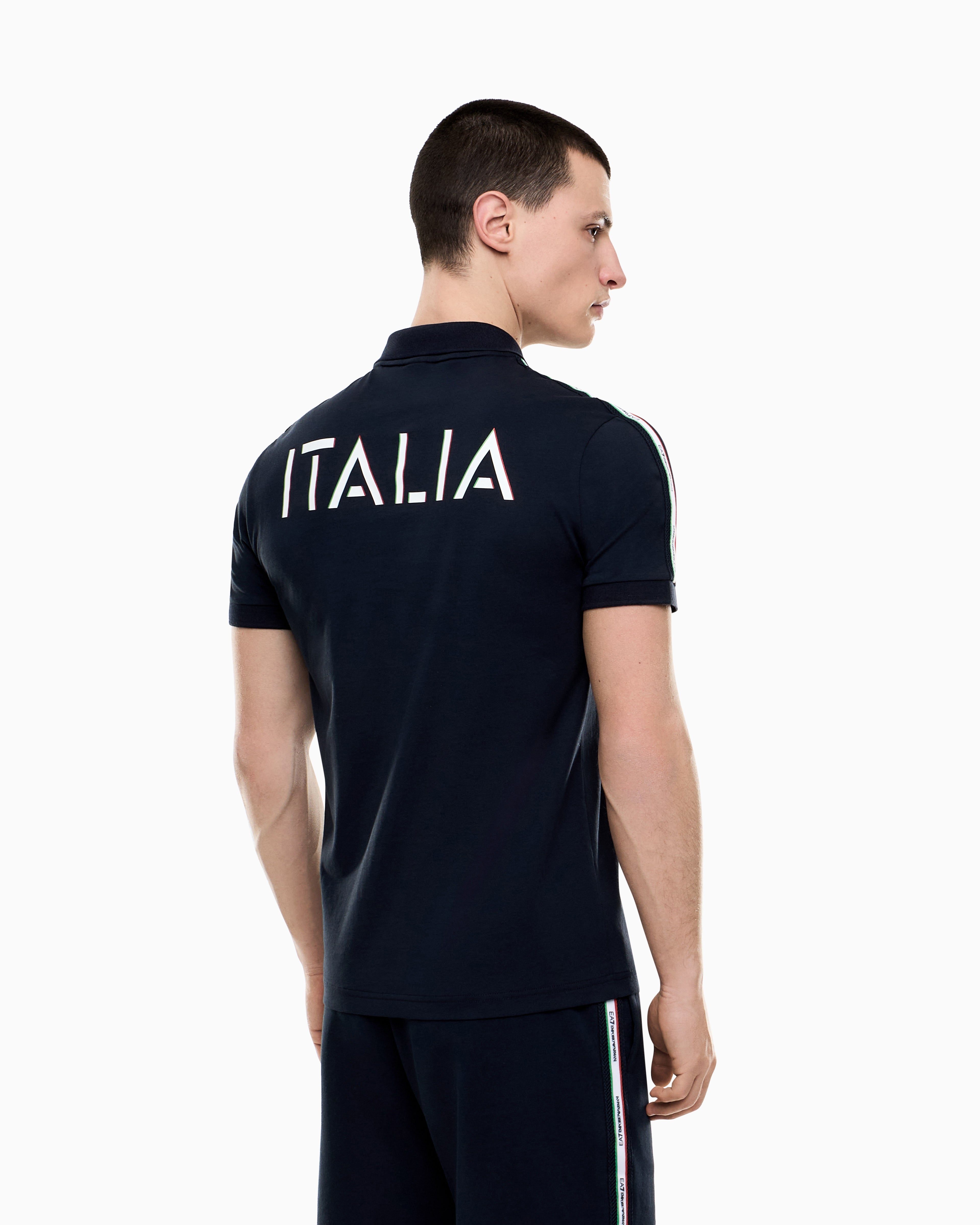 EA7 Italian Spirit cotton-jersey polo shirt