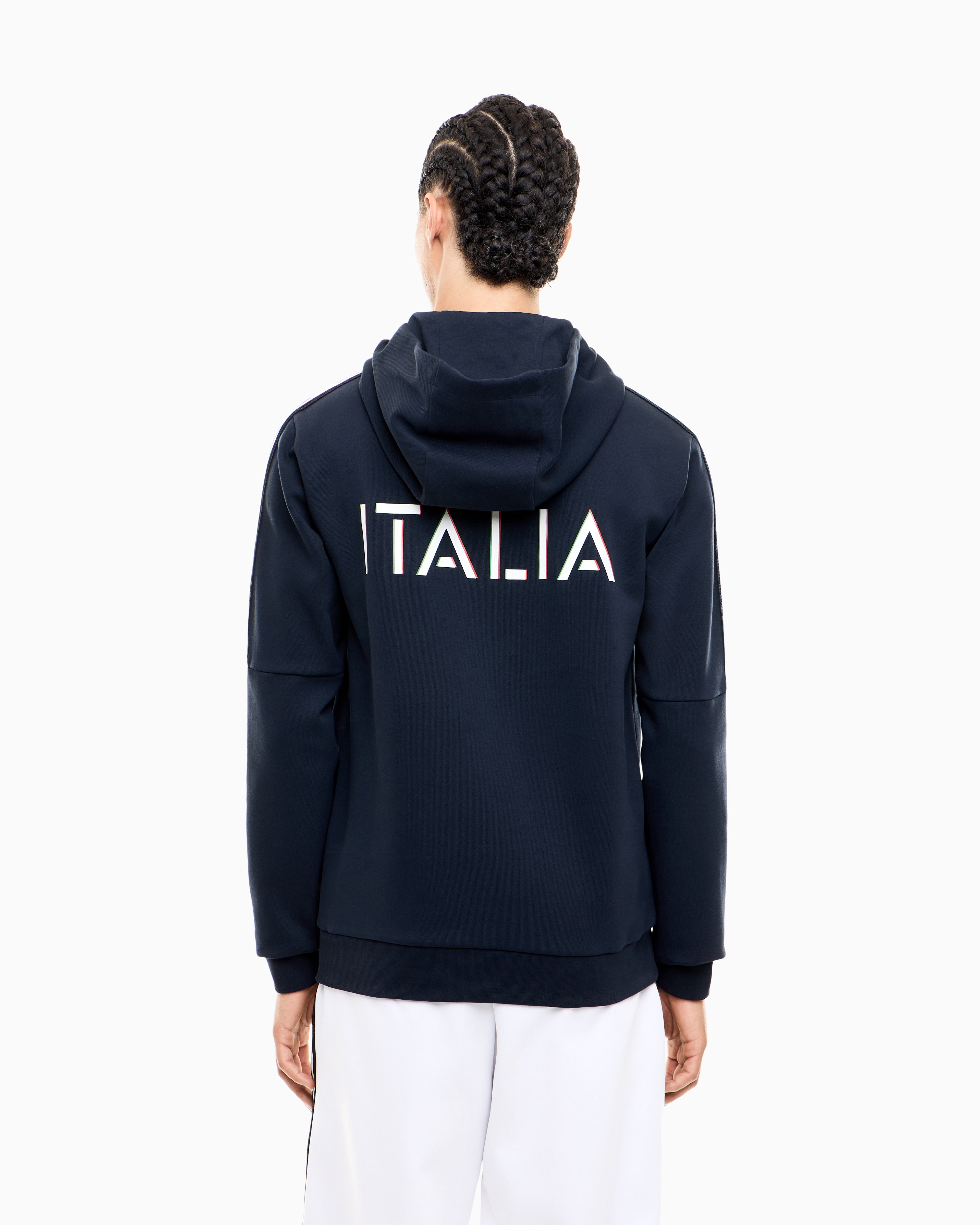 EA7 Italian Spirit cotton-blend hooded sweatshirt