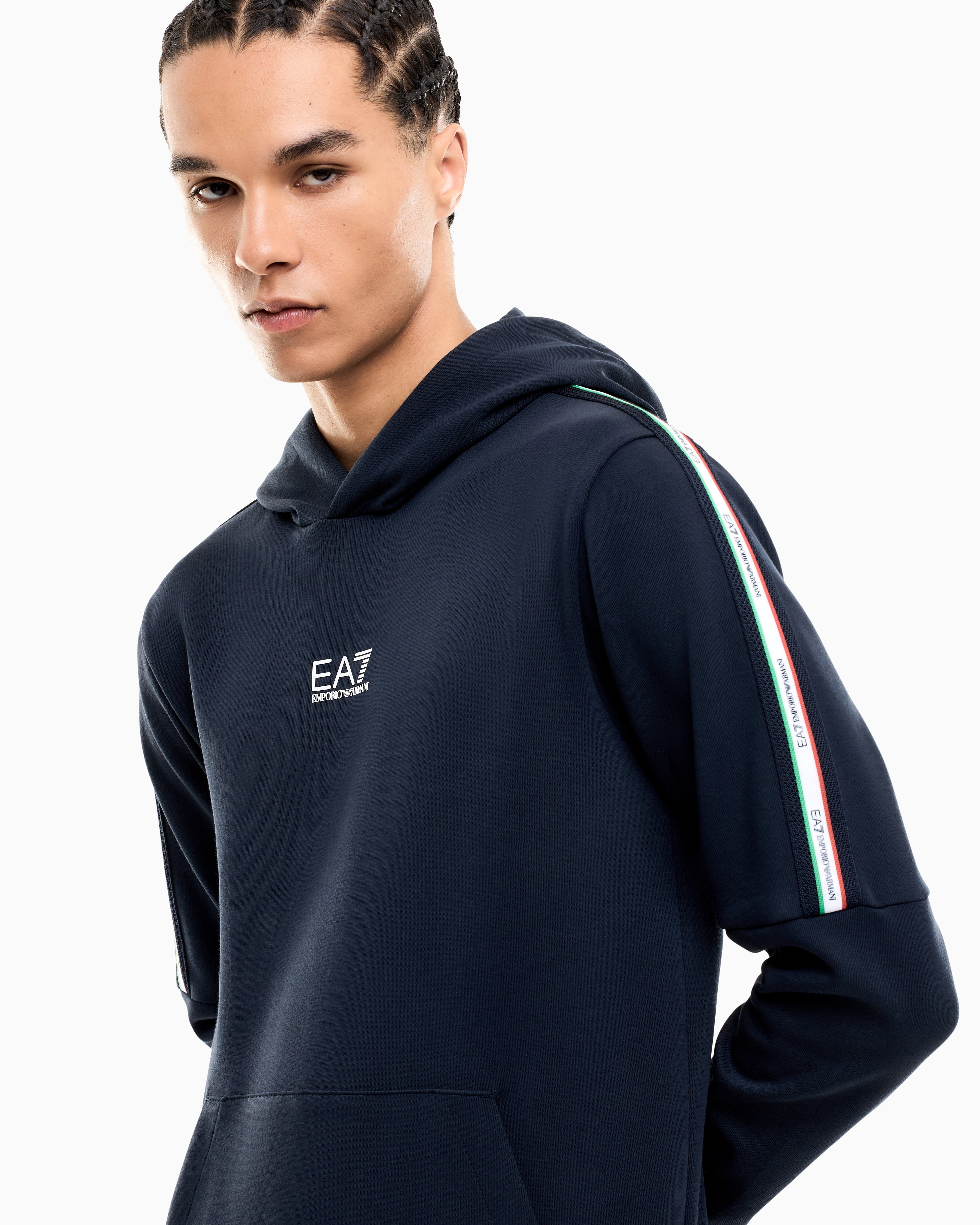 EA7 Italian Spirit cotton-blend hooded sweatshirt