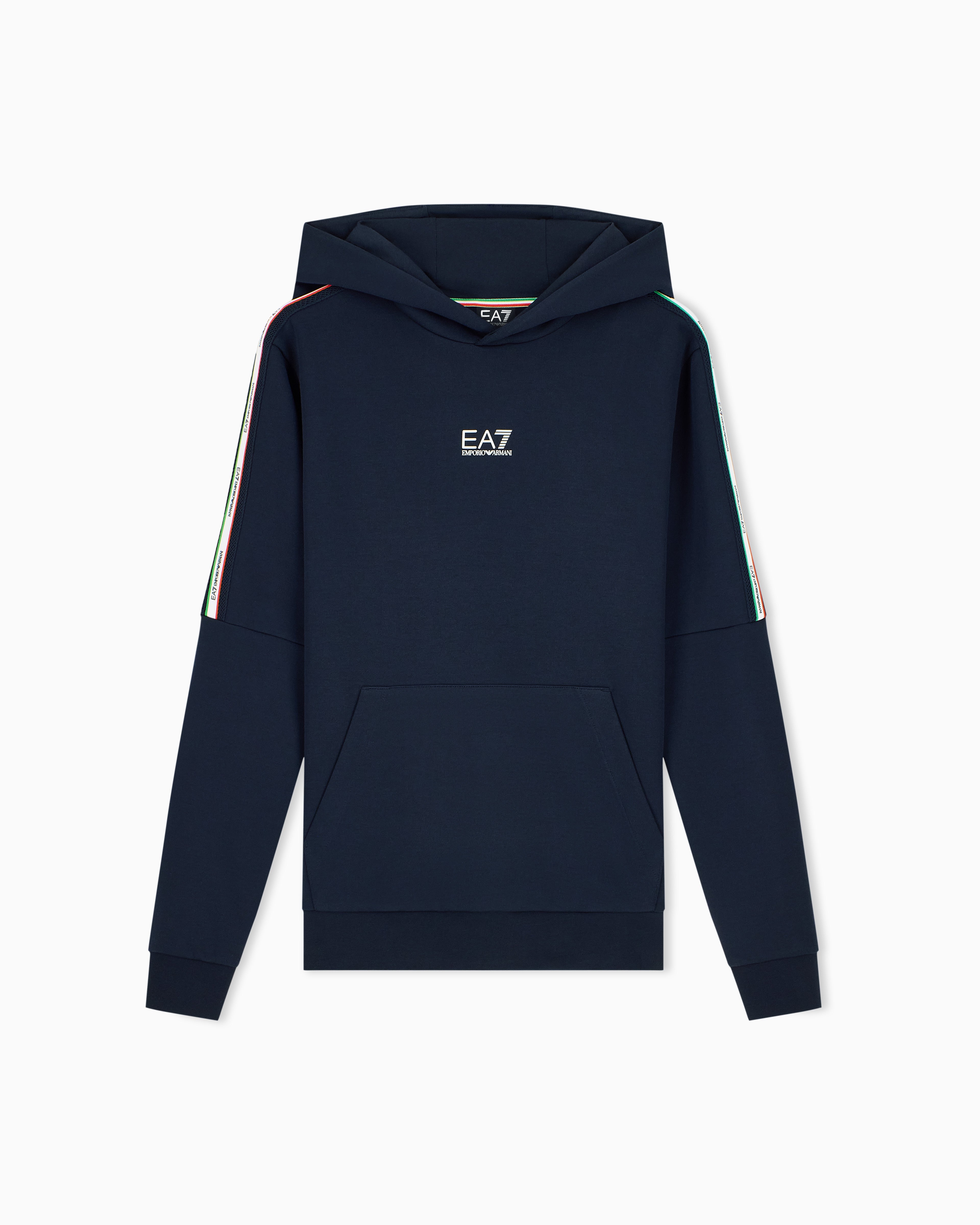 EA7 Italian Spirit cotton-blend hooded sweatshirt
