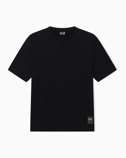 EA7 T-shirt Black & White cotton jersey rib details
