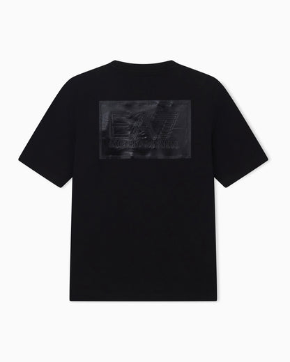 EA7 T-shirt Black & White cotton jersey rib details