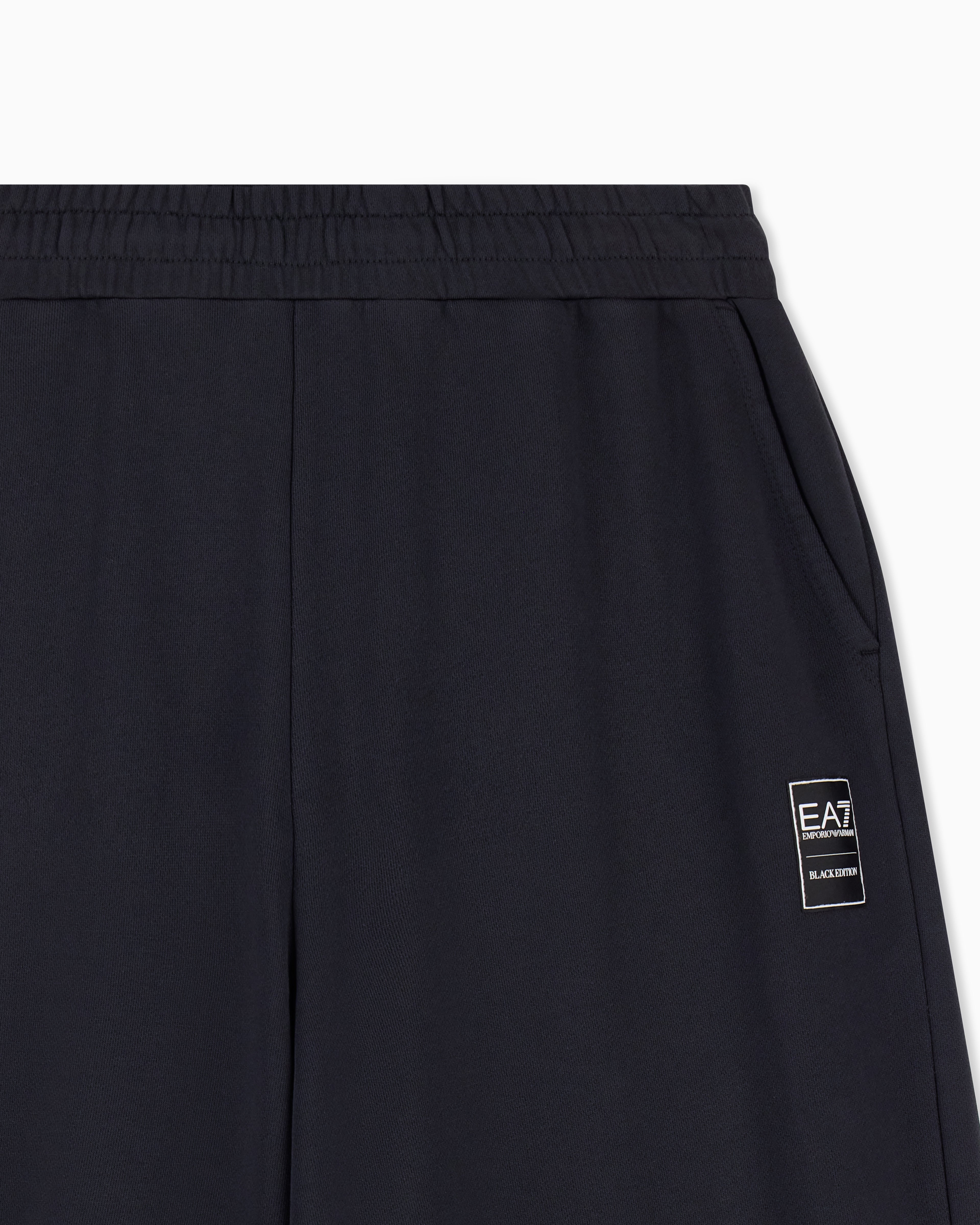 EA7 Trousers Black & White oversized cotton jersey