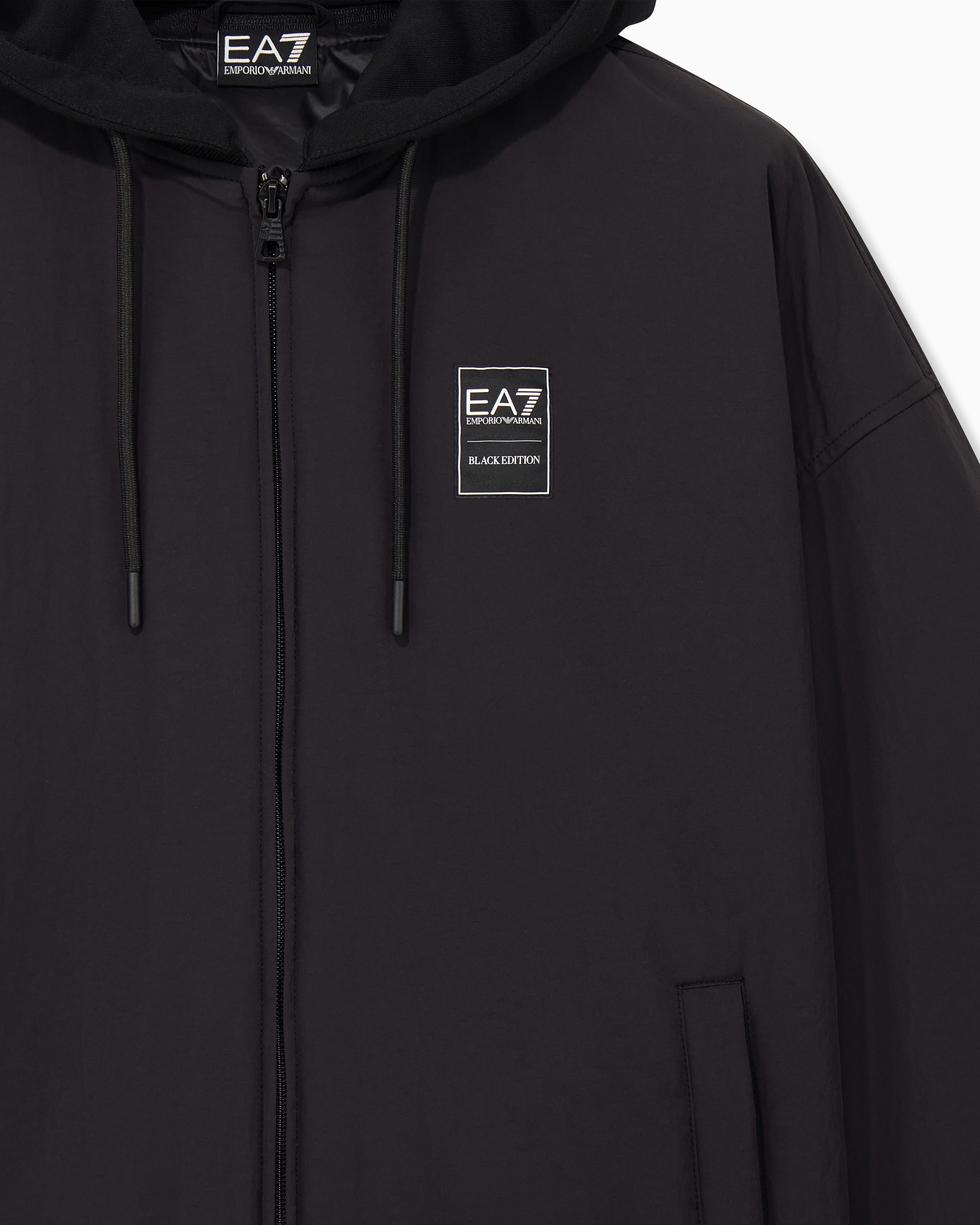 EA7 Blouson jacket Black & White oversized fit with cotton hood