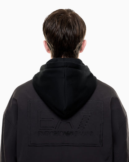 EA7 Blouson jacket Black & White oversized fit with cotton hood