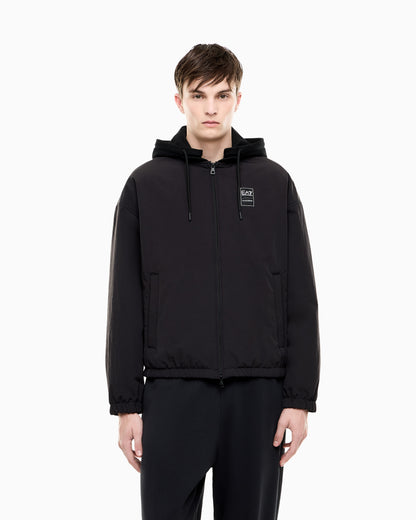 EA7 Blouson jacket Black & White oversized fit with cotton hood