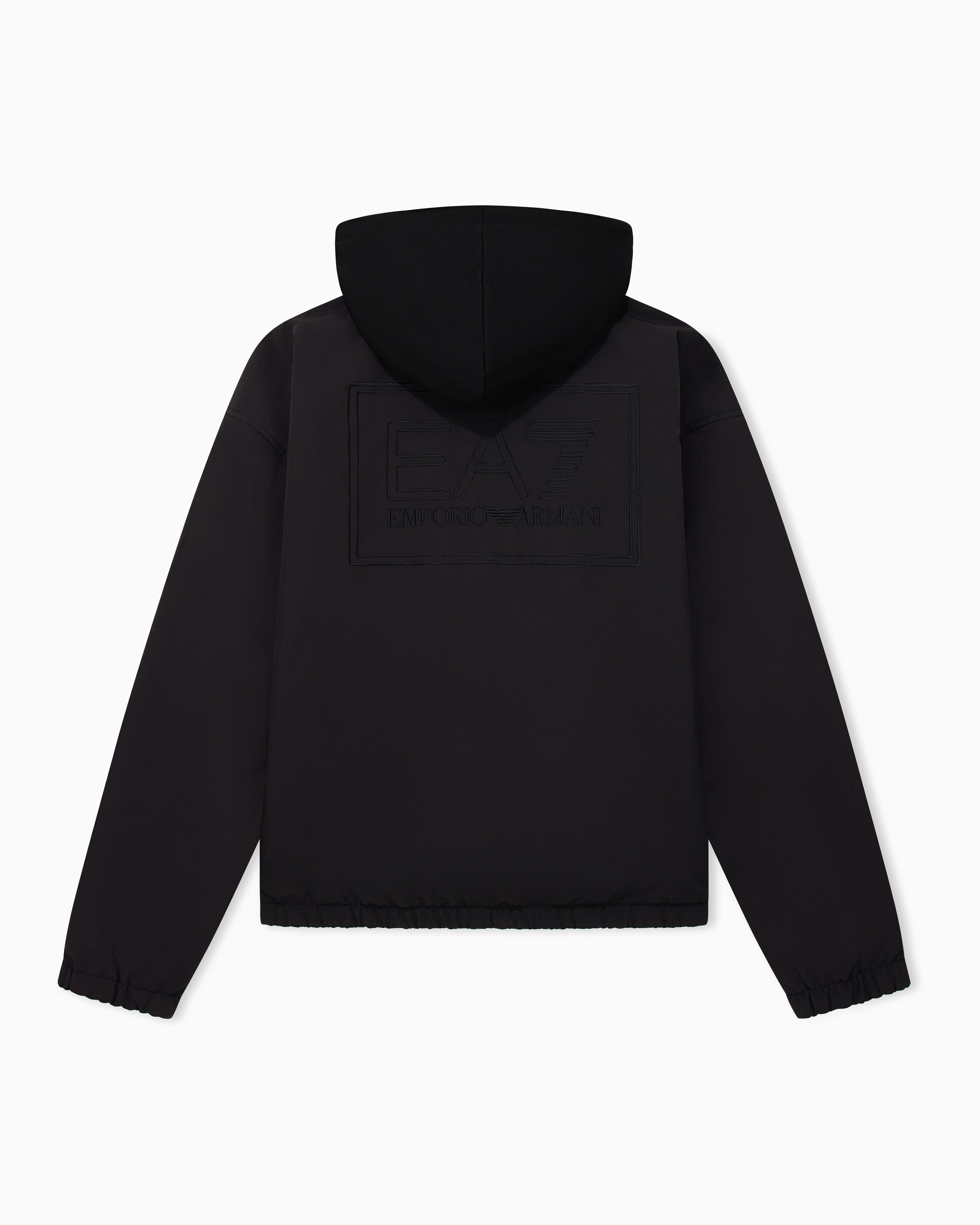 EA7 Blouson jacket Black & White oversized fit with cotton hood