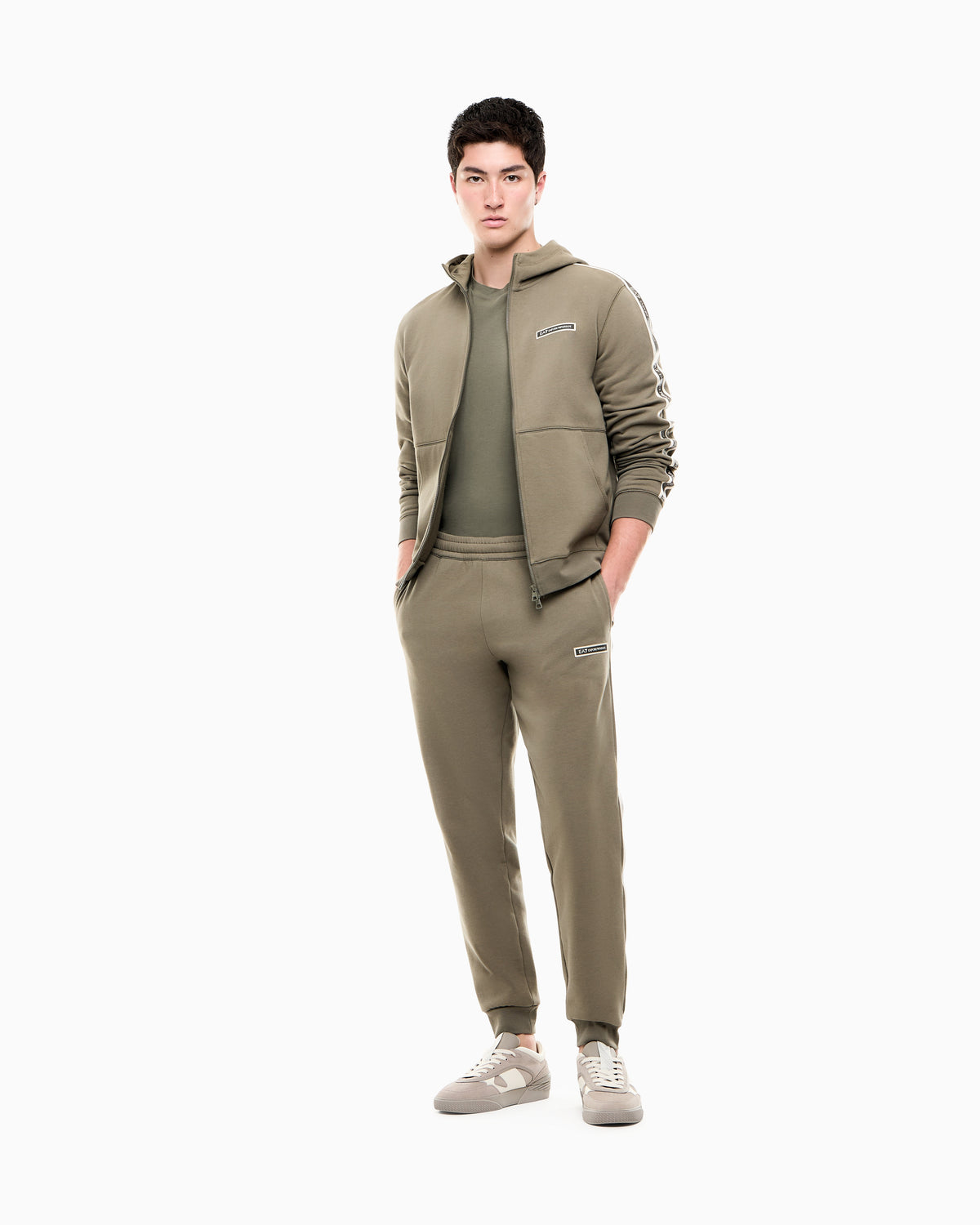 EA7 Slim fit pants Logo Series in cotton jersey with tape