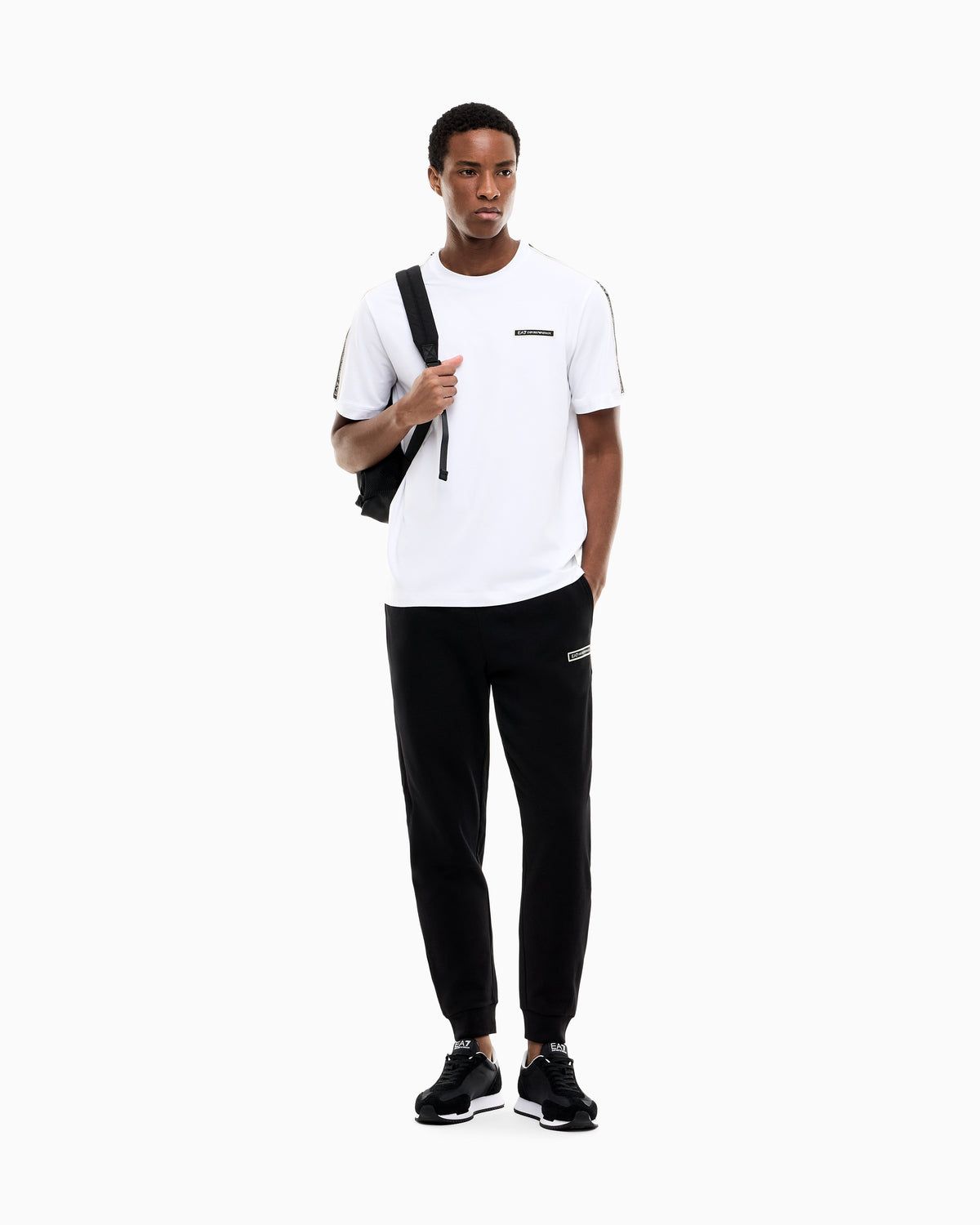 EA7 Slim fit pants Logo Series in cotton jersey with tape