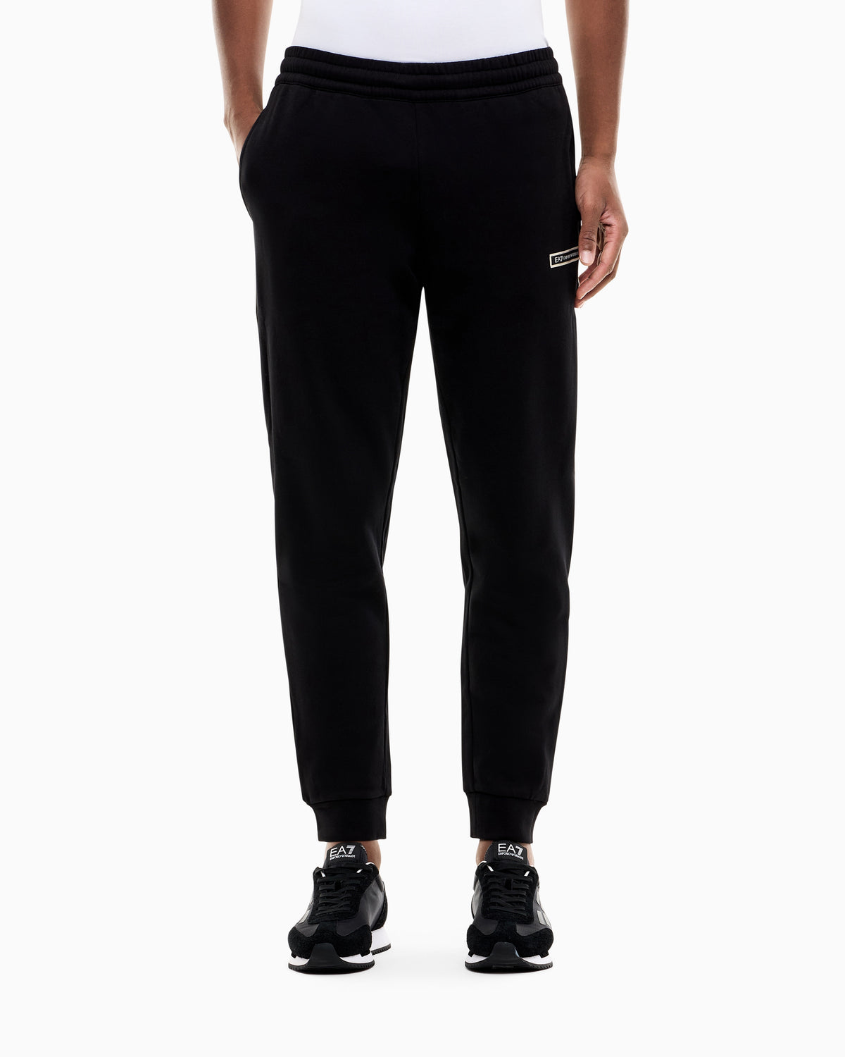 EA7 Slim fit pants Logo Series in cotton jersey with tape