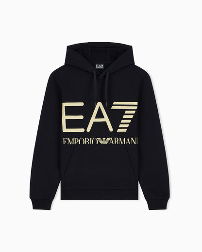 EA7 Regular fit hoodie Logo Series in cotton with ribbed details