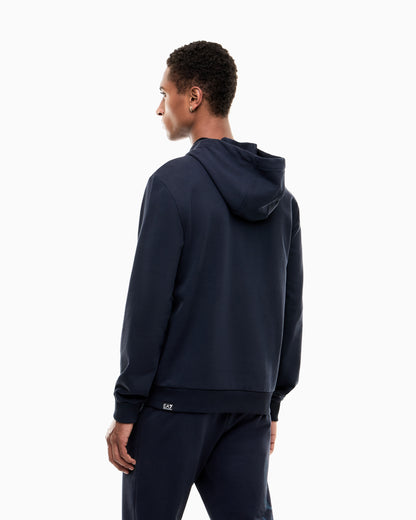 EA7 Regular fit hoodie Logo Series in cotton with ribbed details