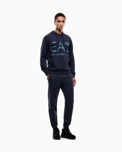 EA7 Regular fit hoodie Logo Series in cotton with ribbed details