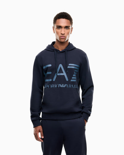 EA7 Regular fit hoodie Logo Series in cotton with ribbed details