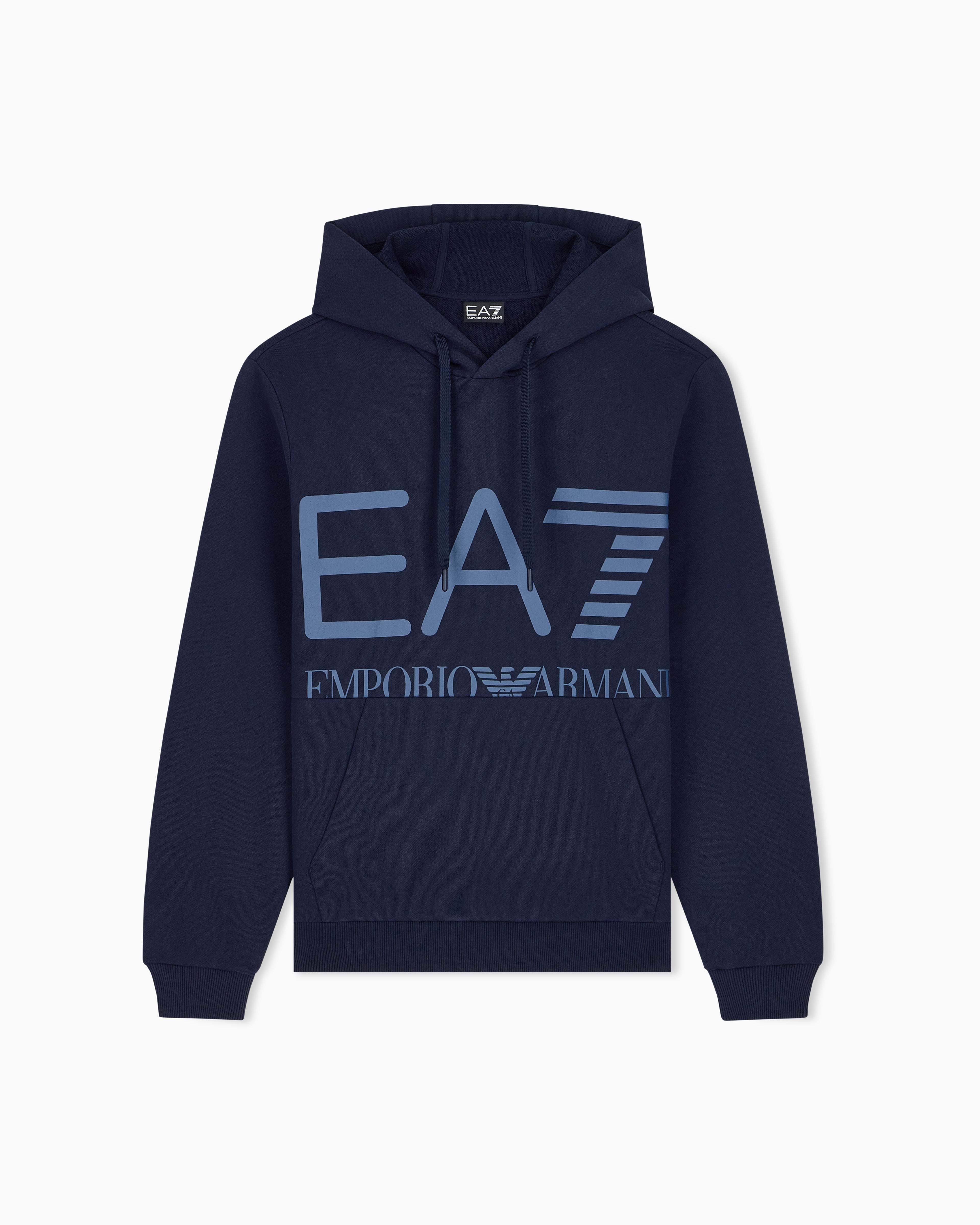 EA7 Regular fit hoodie Logo Series in cotton with ribbed details