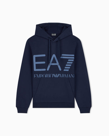 EA7 Regular fit hoodie Logo Series in cotton with ribbed details