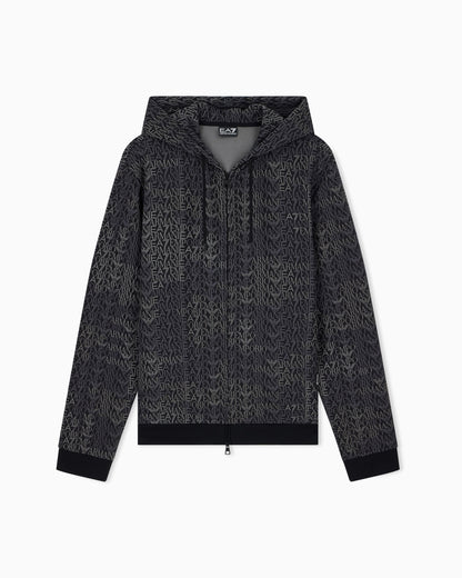 EA7 Zip hoodie Logo Series cotton blend jersey monogram