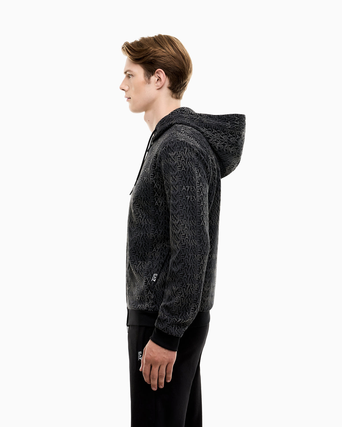EA7 Zip hoodie Logo Series cotton blend jersey monogram