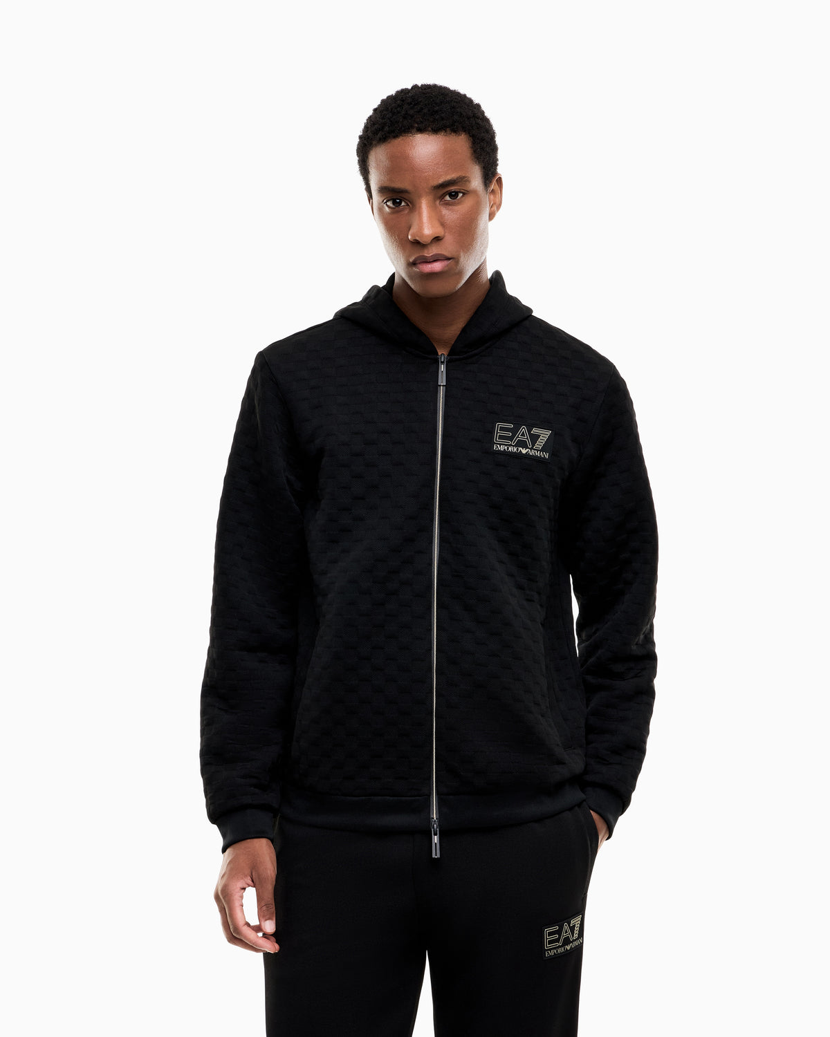 EA7 Hoodie Premium Label regular fit full-zip with rib details