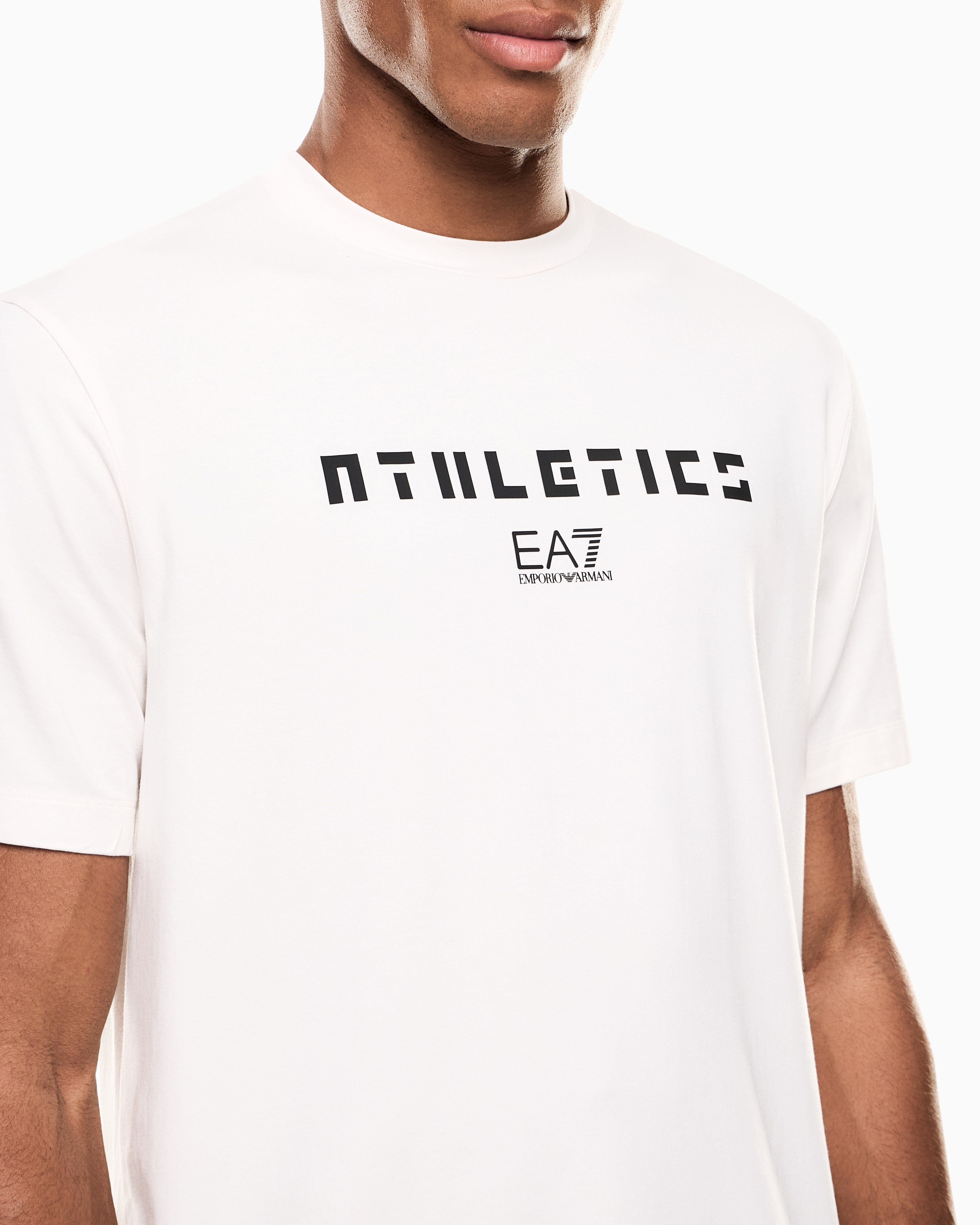 EA7 Stretch cotton-blend T-shirt with print