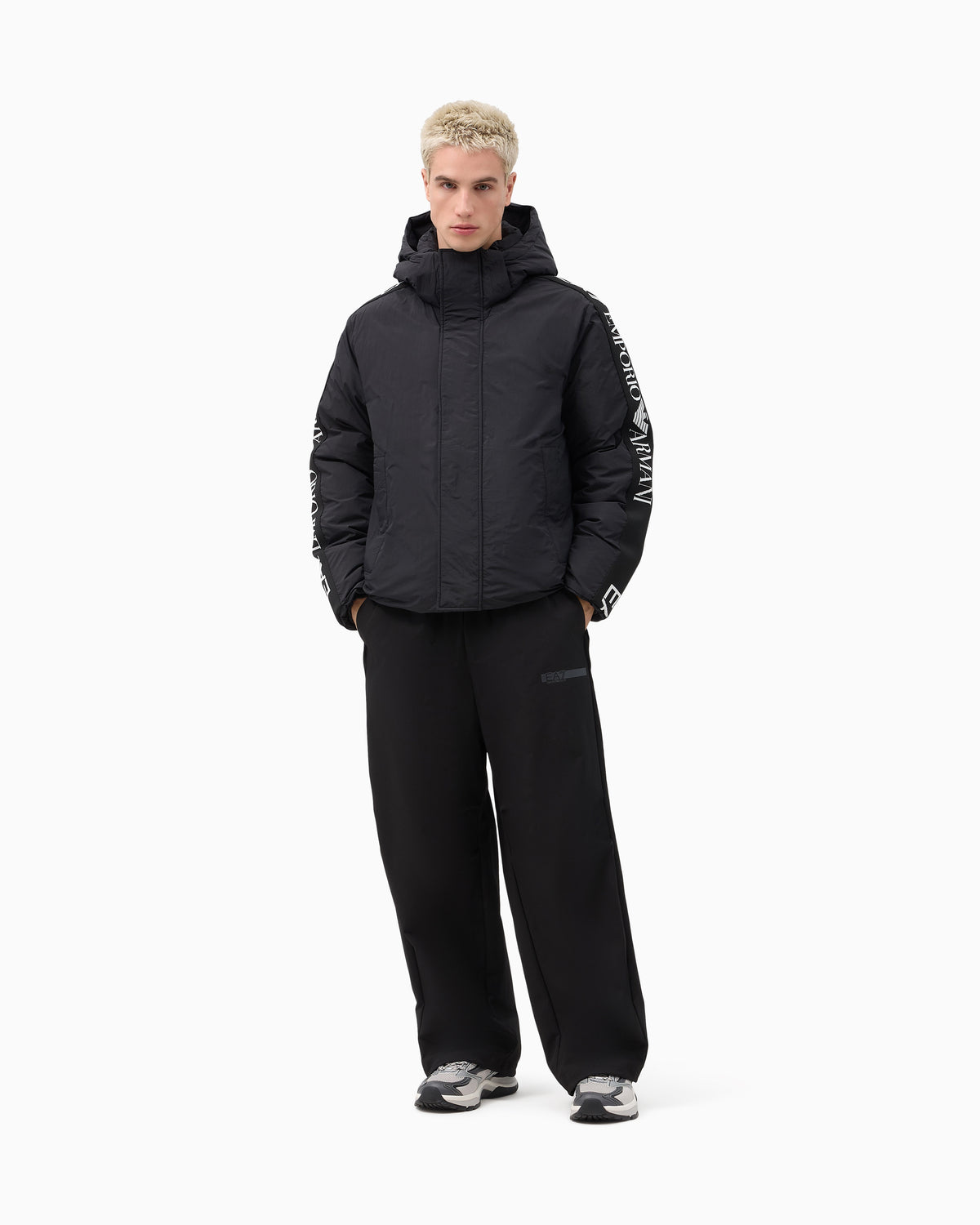 EA7 Oversized fit padded hooded bomber jacket with logo