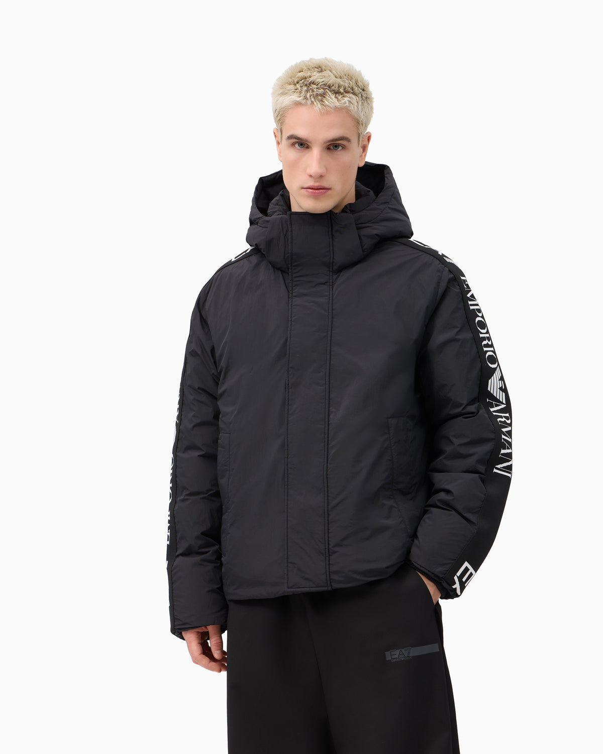 EA7 Oversized fit padded hooded bomber jacket with logo