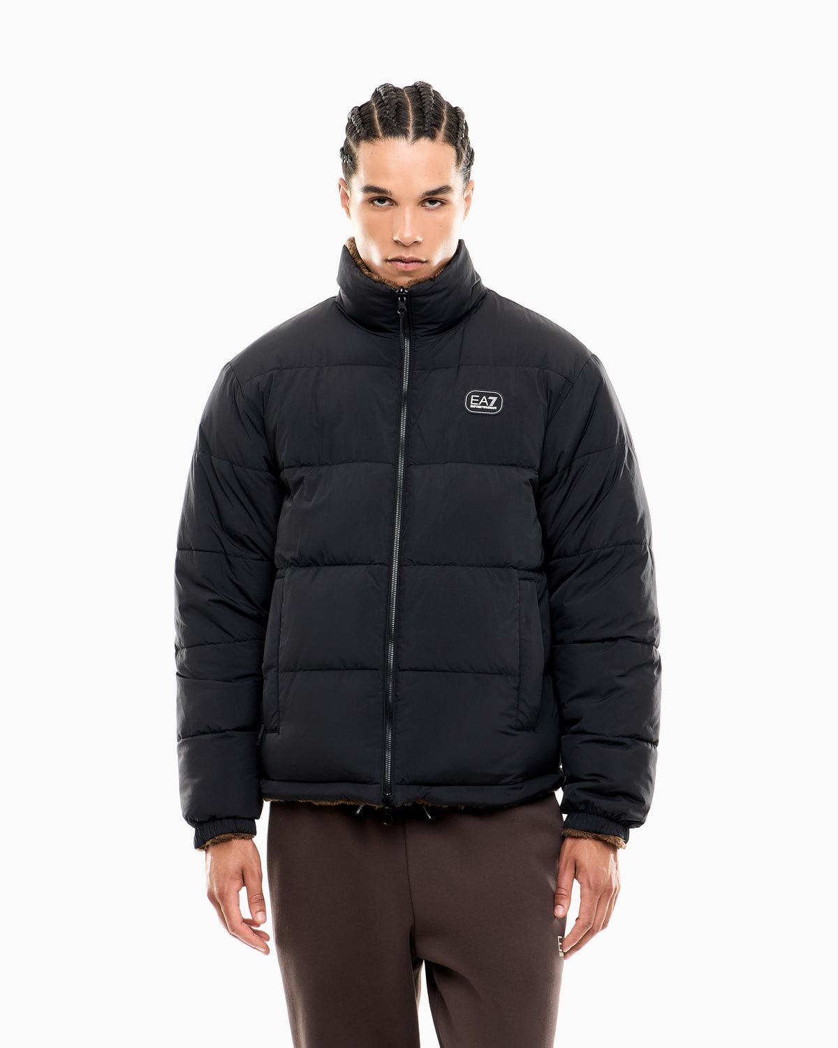 EA7 Reversible nylon and teddy jacket