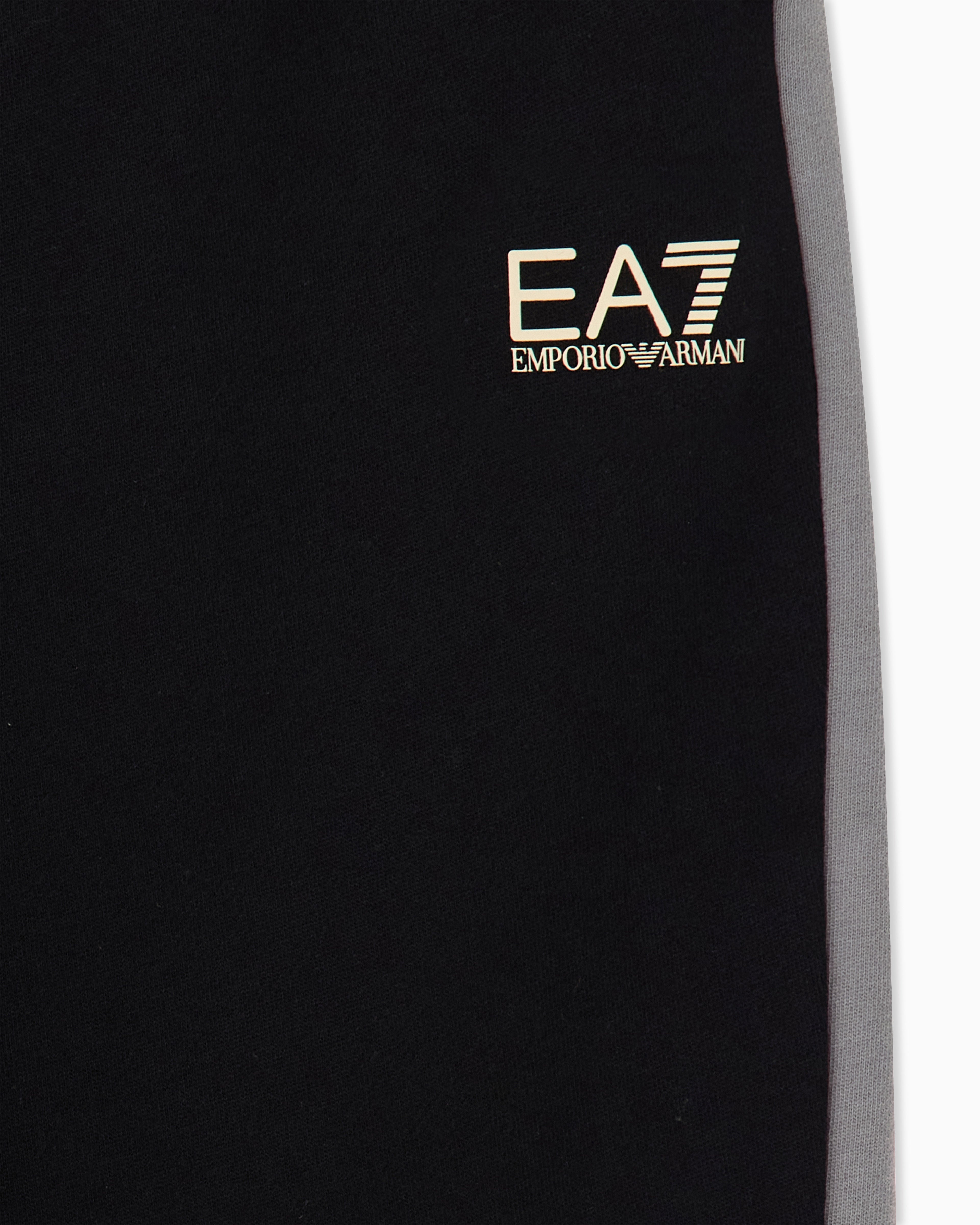 EA7 Slim-fit trousers in cotton-blend jersey with rib details