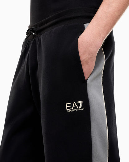 EA7 Slim-fit trousers in cotton-blend jersey with rib details