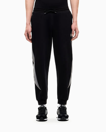 EA7 Slim-fit trousers in cotton-blend jersey with rib details