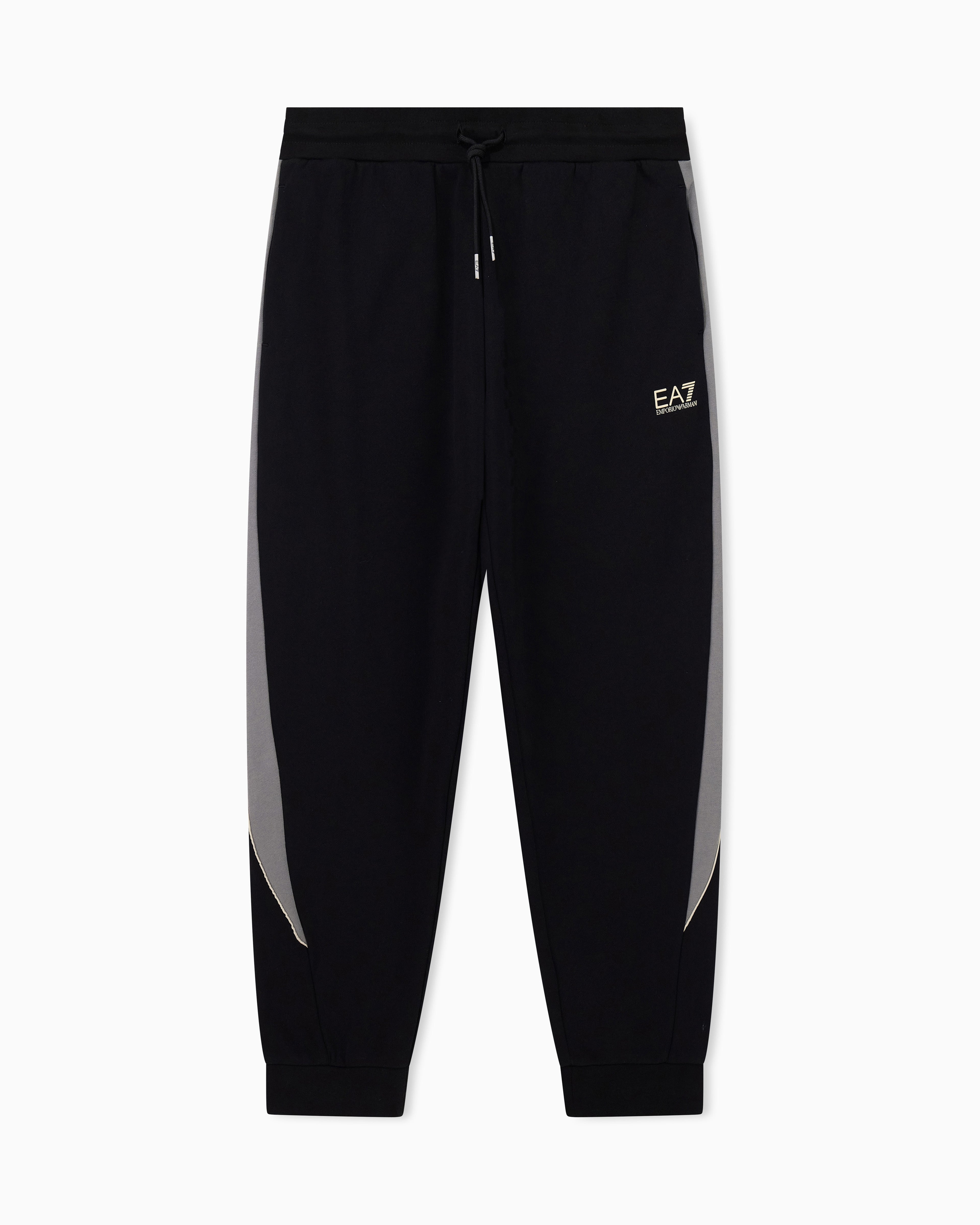EA7 Slim-fit trousers in cotton-blend jersey with rib details