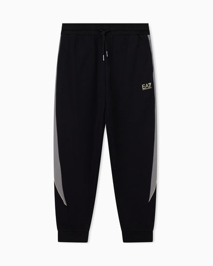 EA7 Slim-fit trousers in cotton-blend jersey with rib details