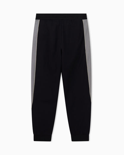 EA7 Slim-fit trousers in cotton-blend jersey with rib details