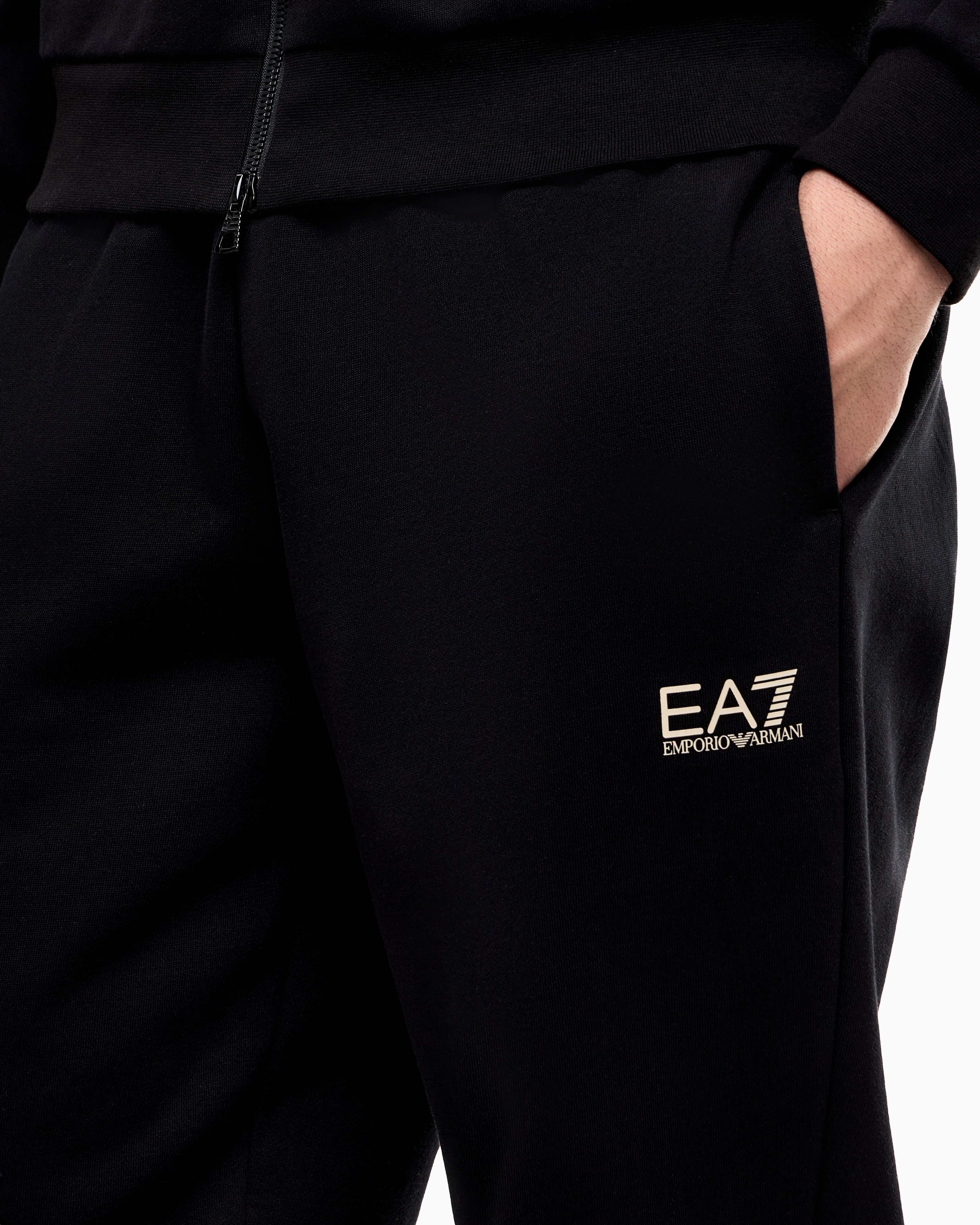 EA7 Tracksuit regular fit in cotton jersey with ribbed details