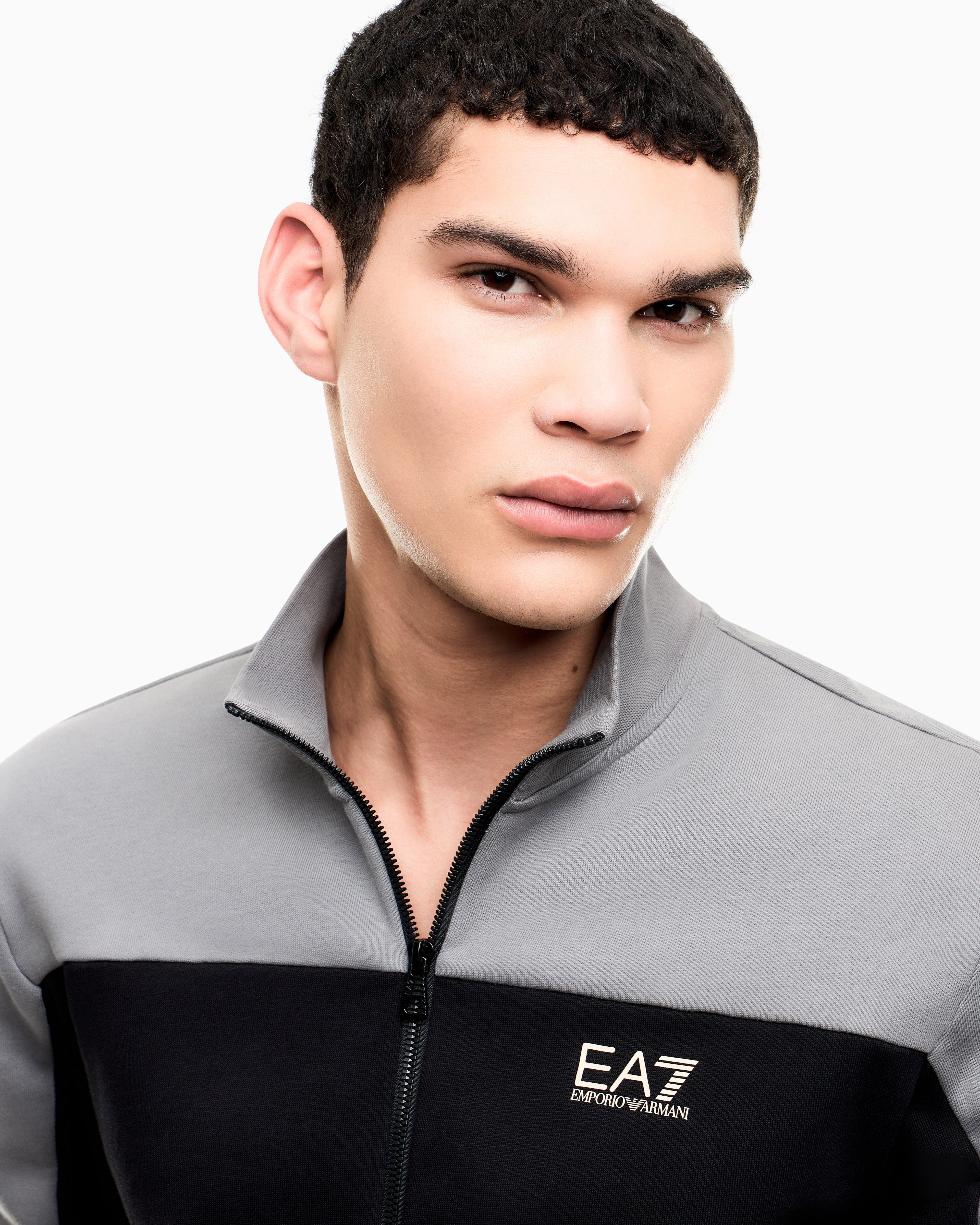 EA7 Tracksuit regular fit in cotton jersey with ribbed details