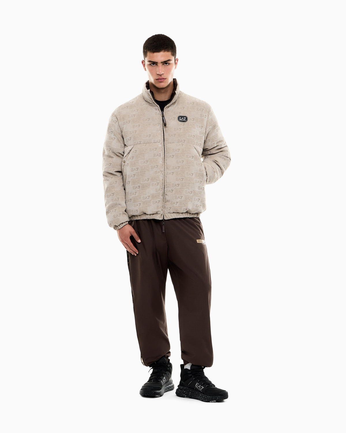 EA7 Bomber jacket oversized in velvet with an embossed logo