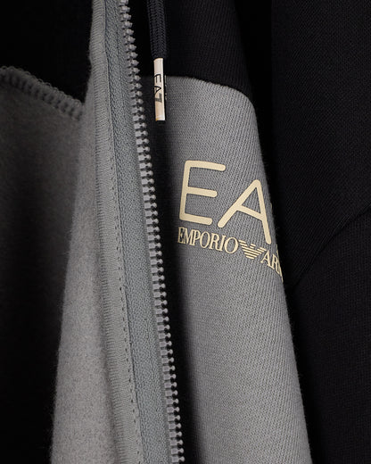 EA7 Tracksuit regular fit cotton jersey with hood and zip