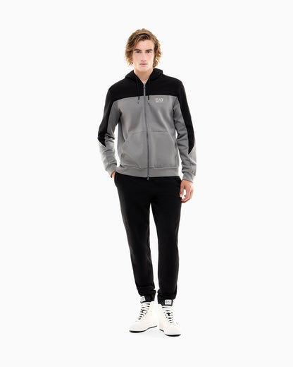 EA7 Tracksuit regular fit cotton jersey with hood and zip