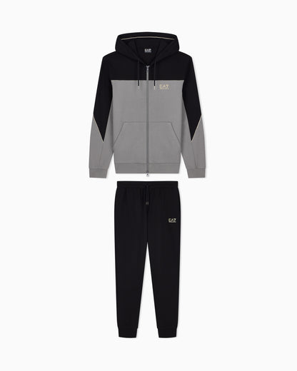 EA7 Tracksuit regular fit cotton jersey with hood and zip