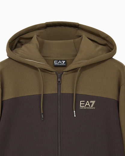 EA7 Tracksuit regular fit cotton jersey with hood and zip
