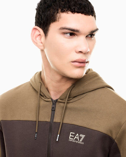 EA7 Tracksuit regular fit cotton jersey with hood and zip